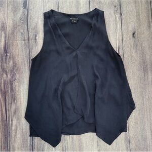 Theory Black Drape V Neck Tank Top Blouse